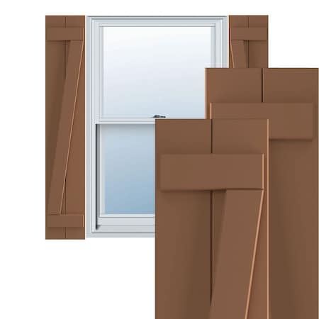 True Fit PVC, Two Board Joined Board-n-Batten Shutters W/Z-Bar, Burnt Toffee , 10 3/4W X 57H